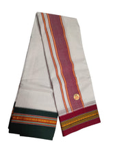 EXD779  New Exclusive Dhoties pure cotton white dhoti with nagpuri border size 9x5 (4 Mtrs Dhoti+2 Mtrs Angavastram)