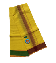 EXD767 Exclusive Dhoties Men's Traditional Cotton Color Dhoti With 3" Color Border Size 8x4 (3.6 mtrs Dhoti + 1.8 Mtrs Angavastram )