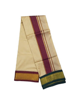 Exclusive Dhoties Traditional Art Silk Color Dhoties With 3" inch Gangajamuna Mayilkann Border size 9X5(4.15 Mtr Dhoti+2.30 Mtr Angavastram