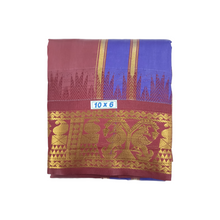 Exclusive Dhoties Traditional Art Silk Color Dhoties With 5" inch Jacquard Temple Tower Border Imitaion Silk size 10X6 (4.62 Mtr Dhoti with 2.77 Mtr Angavastram)