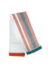 Exclusive Dhoties 100% Pure cotton dhoti half white with 2" cotton border size 9x5 (4.1 Mtrs Dhoti + 2.5mtrs Angavastram)