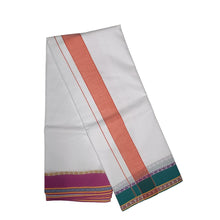 EXD705 Men's Traditional Pure Cotton Dhoti With 3"inch Border Bleached White Dhoti Size 9X5 (or) 4.15 Mtr Dhoti with 2.30 Mtr Angavastram