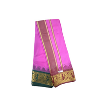 Exclusive Dhoties Traditional Art Silk Color Dhoties With 5" inch Jacquard Temple Tower Border Imitaion Silk size 10X6 (4.62 Mtr Dhoti with 2.77 Mtr Angavastram)