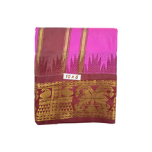 Exclusive Dhoties Traditional Art Silk Color Dhoties With 5" inch Jacquard Temple Tower Border Imitaion Silk size 10X6 (4.62 Mtr Dhoti with 2.77 Mtr Angavastram)