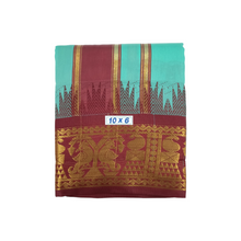 Exclusive Dhoties Traditional Art Silk Color Dhoties With 5" inch Jacquard Temple Tower Border Imitaion Silk size 10X6 (4.62 Mtr Dhoti with 2.77 Mtr Angavastram)