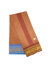 Exclusive Dhoties Men's Traditional Pure Cotton Dhoti With 6" inch Jacquard Polyester Border Color Dhoti Size 9X5( 4.15 Mtr Dhoti +2.30 Mtr Angavastram