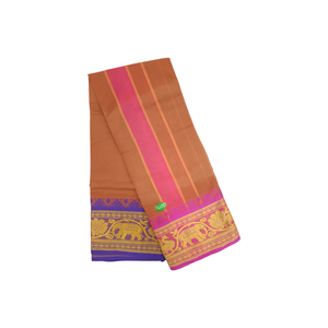 Exclusive Dhoties Men's Traditional Pure Cotton Dhoti With 7" inch Jacquard Polyester Border Color Dhoti Size 9X5 (or) 4.15 Mtr Dhoti with 2.30 Mtr Angavastram