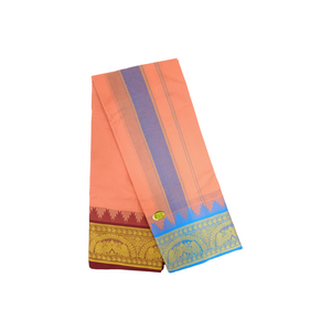 Exclusive Dhoties Men's Traditional Pure Cotton Dhoti With 7" inch Jacquard Polyester Border Color Dhoti Size 9X5 (or) 4.15 Mtr Dhoti with 2.30 Mtr Angavastram