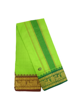 Exclusive Dhoties Men's Traditional Pure Cotton Dhoti With 6" inch Jacquard Polyester Border Color Dhoti Size 9X5( 4.15 Mtr Dhoti +2.30 Mtr Angavastram