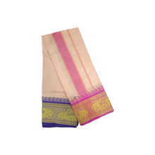 Exclusive Dhoties Men's Traditional Pure Cotton Dhoti With 7" inch Jacquard Polyester Border Color Dhoti Size 9X5 (or) 4.15 Mtr Dhoti with 2.30 Mtr Angavastram