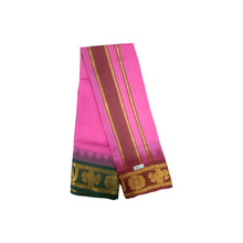 Exclusive Dhoties Traditional Art Silk Color Dhoties With 5" inch Jacquard Temple Tower Border Imitaion Silk size 10X6 (4.62 Mtr Dhoti with 2.77 Mtr Angavastram)