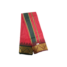 Exclusive Dhoties Traditional Art Silk Color Dhoties With 5" inch Jacquard Temple Tower Border Imitaion Silk size 10X6 (4.62 Mtr Dhoti with 2.77 Mtr Angavastram)