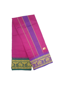 Exclusive Dhoties Men's Traditional Pure Cotton Dhoti With 6" inch Jacquard Polyester Border Color Dhoti Size 9X5( 4.15 Mtr Dhoti +2.30 Mtr Angavastram