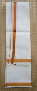 EXD229 Men's Traditional Plain White towel With Zari Border /unbleach Towel Size 4 Mulam / 2 Mtr