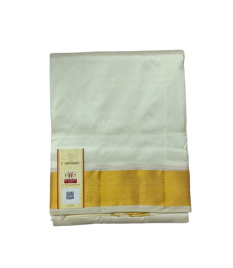 Handloom Pure Silk Cream/Sandal Color Dhoti Size 9X5 (or) 4.1Mtr Dhoti with 2.3Mtr Angavastram with 2