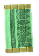 EXS016 100% Pure Cotton Saree With Leaf Border / Saree Size 6.25Mtrs including Running Blouse of 0.80Mtr