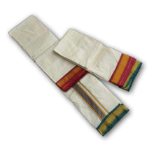 EXD064 Men's Traditional Light Sandal Imitation Silk Dhoti With Mayilkanu border and Dhoti Size Mulam 8X4 Dhoti