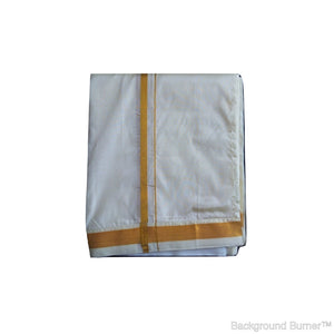 EXD065 Men's Traditional Light Sandal Imitation Silk Dhoti With Gold Zari Border and Dhoti Size Mulam 8 (or) 3.60 Mtr Dhoti