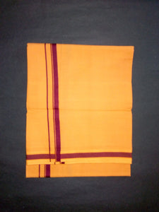 EXD204 Men's Traditional Color Dhoti With Plain Border / Dhoti Size 4 Mulam / 2 Mtr
