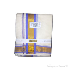 EXD215 Settu Mundu Dhoti With Gold Zari on Color Border / Unbleach Dhoti Size Mulam 8 (or) 3.60 Mtr Dhoti