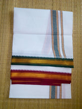 EXD323 Men's Traditional Border Dhoti With Velcro and Pocket on Bleach Dhoti Size 4 Mulam / 2 Mtr