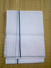 EXD324 Men's Traditional Border Dhoti With Velcro and Pocket on Bleach Dhoti Size 4 Mulam / 2 Mtr