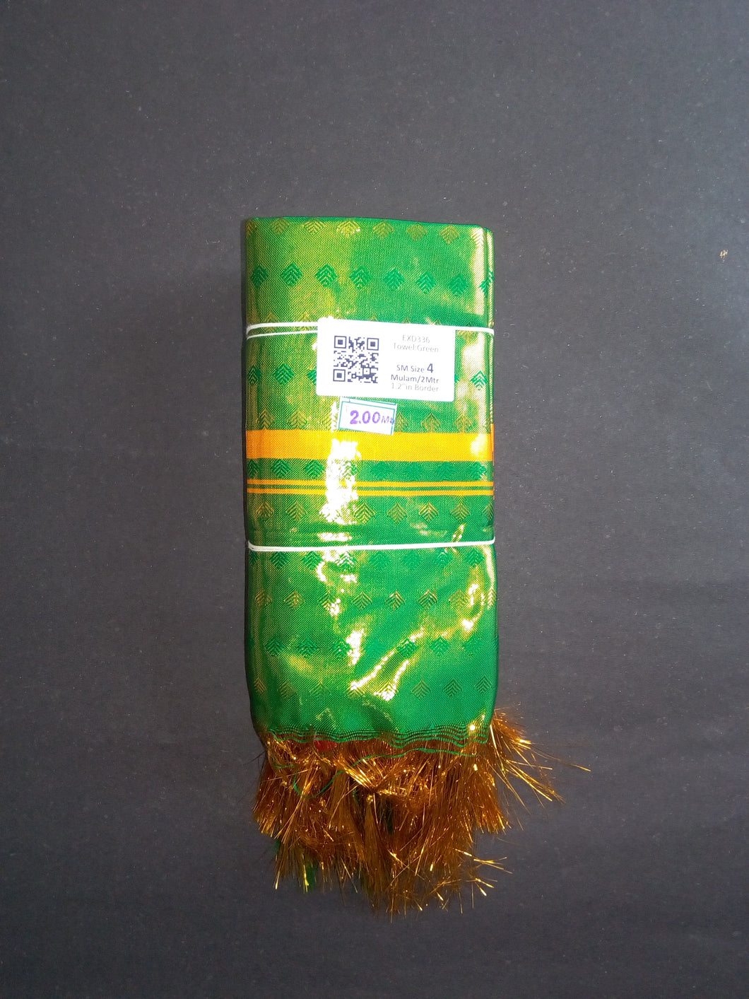 EXD336 Men's Ponnadai With Bud on Ruthracham Line Border and Ponnadai Size 4 Mulam / 2 Mtr