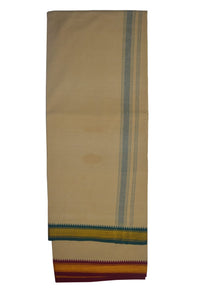 EXD369 Men's Trendy Border Dhoti With Velcro and Pocket on Colour Dhoti Size 4 Mulam / 2 Mtr