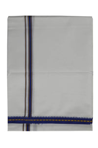 EXD376 Men's Trendy Border Dhoti With Velcro and Pocket on Bleach Dhoti Size 4 Mulam / 2 Mtr