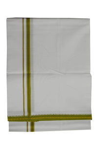 EXD377 Men's Trendy Border Dhoti With Velcro and Pocket on Bleach Dhoti Size 4 Mulam / 2 Mtr
