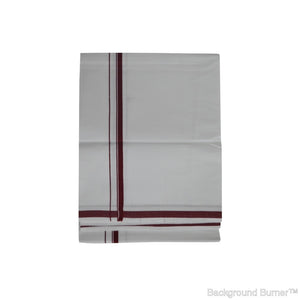 EXD378 Men's Trendy Border Dhoti With Velcro and Pocket on Bleach Dhoti Size 4 Mulam / 2 Mtr