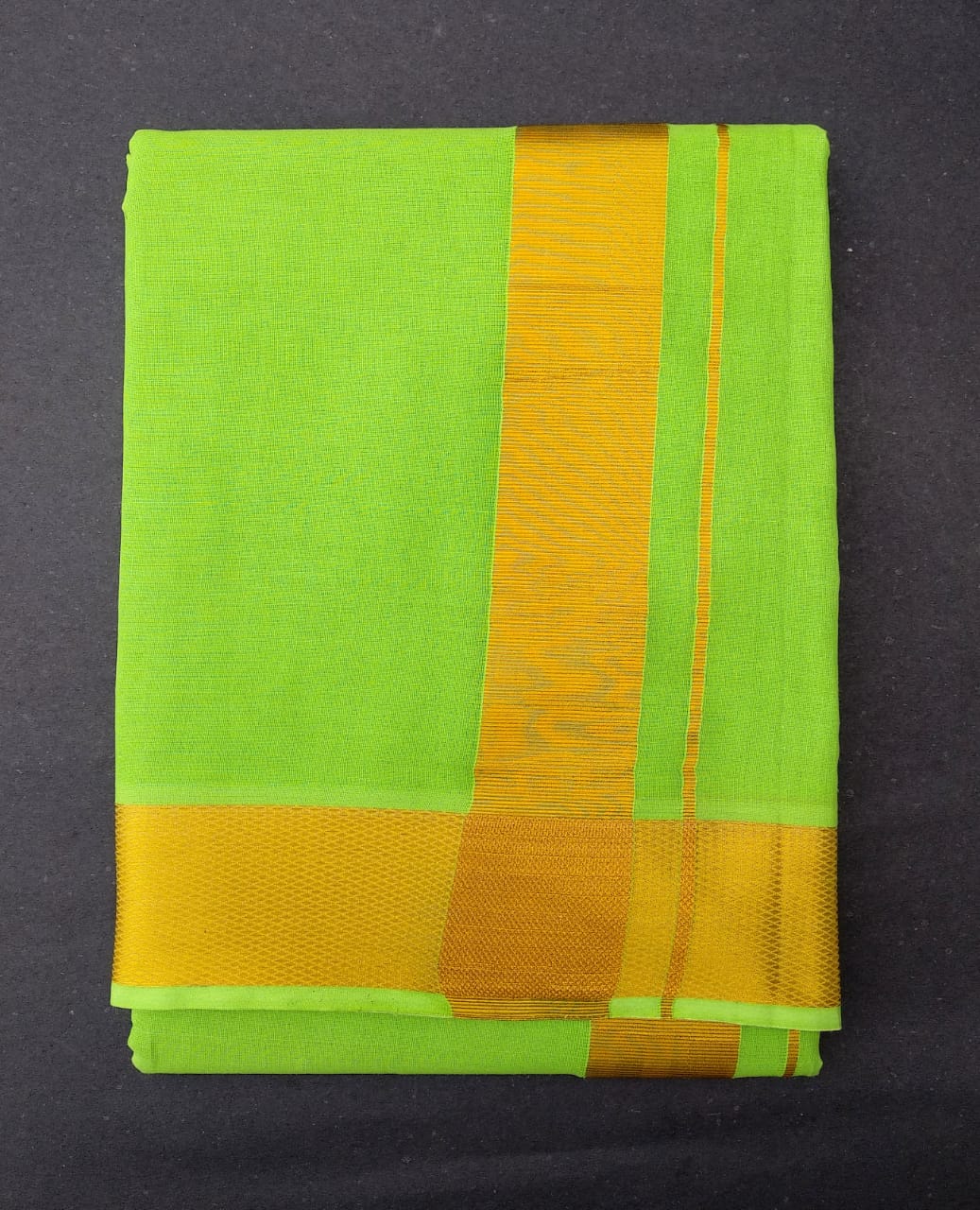 EXD388 Men's Traditional Dhoti With Zari Border on Colour  Dhoti Size Mulam 9X5 (or) 4.15 Mtr Dhoti with 2.30 Mtr Angavastram