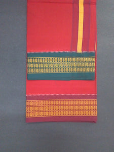 EXD396 Men's Trendy Border Dhoti With Velcro and Pocket on Colour Dhoti Size 4 Mulam / 2 Mtr
