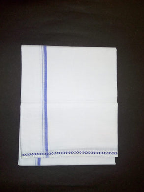EXD400 Men's Trendy Border Dhoti With Velcro and Pocket on Bleach Dhoti Size Mulam 4.75 (or) 2.25Mtr
