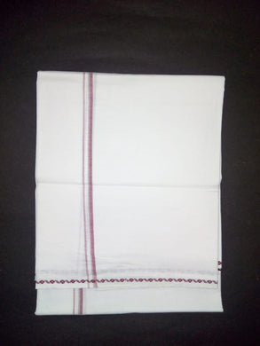 EXD402 Men's Trendy Border Dhoti With Velcro and Pocket on Bleach Dhoti Size Mulam 4.75 (or) 2.25Mtr