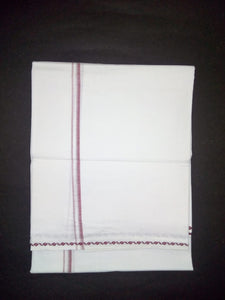 EXD402 Men's Trendy Border Dhoti With Velcro and Pocket on Bleach Dhoti Size Mulam 4.75 (or) 2.25Mtr