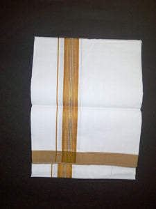 EXD423 Men's Trendy Border Dhoti With Velcro and Pocket on Bleach Dhoti Size 4 Mulam / 2 Mtr