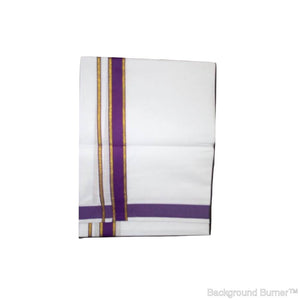 EXD429 Men's Trendy Border Dhoti With Velcro and Pocket on Bleach Dhoti Size 4 Mulam / 2 Mtr