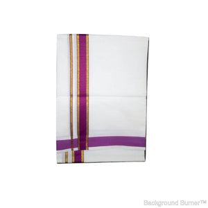 EXD429 Men's Trendy Border Dhoti With Velcro and Pocket on Bleach Dhoti Size 4 Mulam / 2 Mtr