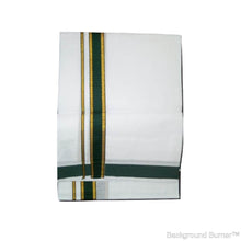 EXD429 Men's Trendy Border Dhoti With Velcro and Pocket on Bleach Dhoti Size 4 Mulam / 2 Mtr