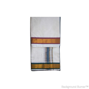 EXD442 Mens Dhoti With Fancy Border / Unbleach Dhoti Size Mulam 9X5 (or) 4.15 Mtr Dhoti with 2.30 Mtr Angavastram