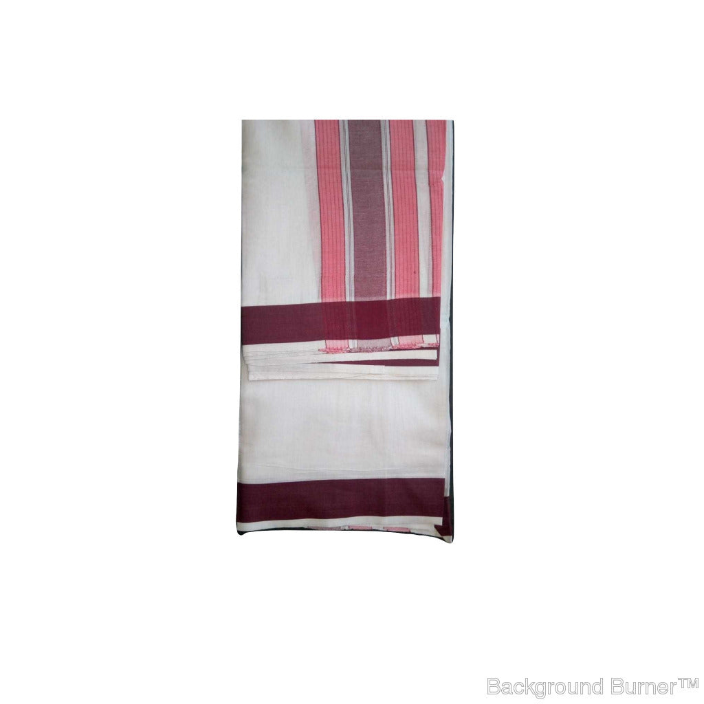 EXD446 Mens Dhoti With Fancy Border / Bleach Dhoti Size Mulam 10X6 (or) 4.62Mtr Dhoti with 2.77Mtr Angavastram
