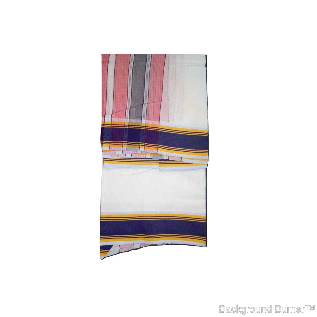 EXD447 Mens Dhoti With Fancy Border / Bleach Dhoti Size Mulam 9X5 (or) 4.15 Mtr Dhoti with 2.30 Mtr Angavastram