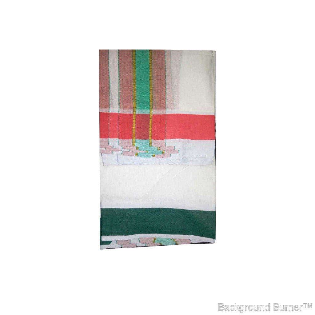 EXD449 Mens Dhoti With Fancy Border / Bleach Dhoti Size Mulam 9X5 (or) 4.15 Mtr Dhoti with 2.30 Mtr Angavastram