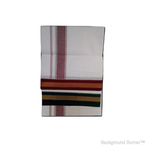 EXD472 Men's Trendy Border Dhoti With Velcro and Pocket on Bleach Dhoti Size 4 Mulam / 2 Mtr