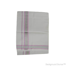 EXD475 Men's Trendy Border Dhoti With Velcro and Pocket on Bleach Dhoti Size 4 Mulam / 2 Mtr