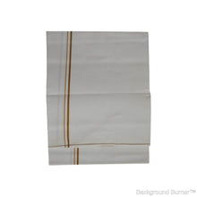 EXD479 Men's Trendy Border Dhoti With Velcro and Pocket on Bleach Dhoti Size 4 Mulam / 2 Mtr
