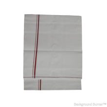 EXD479 Men's Trendy Border Dhoti With Velcro and Pocket on Bleach Dhoti Size 4 Mulam / 2 Mtr