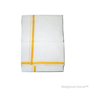 EXD480 Men's Trendy Border Dhoti With Velcro and Pocket on Bleach Dhoti Size 4 Mulam / 2 Mtr