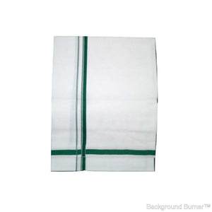 EXD486 Men's Trendy Border Dhoti With Velcro and Pocket on Bleach Dhoti Size 4 Mulam / 2 Mtr